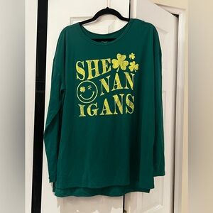 Celebrate It Green Long Sleeve Tee with Yellow Print